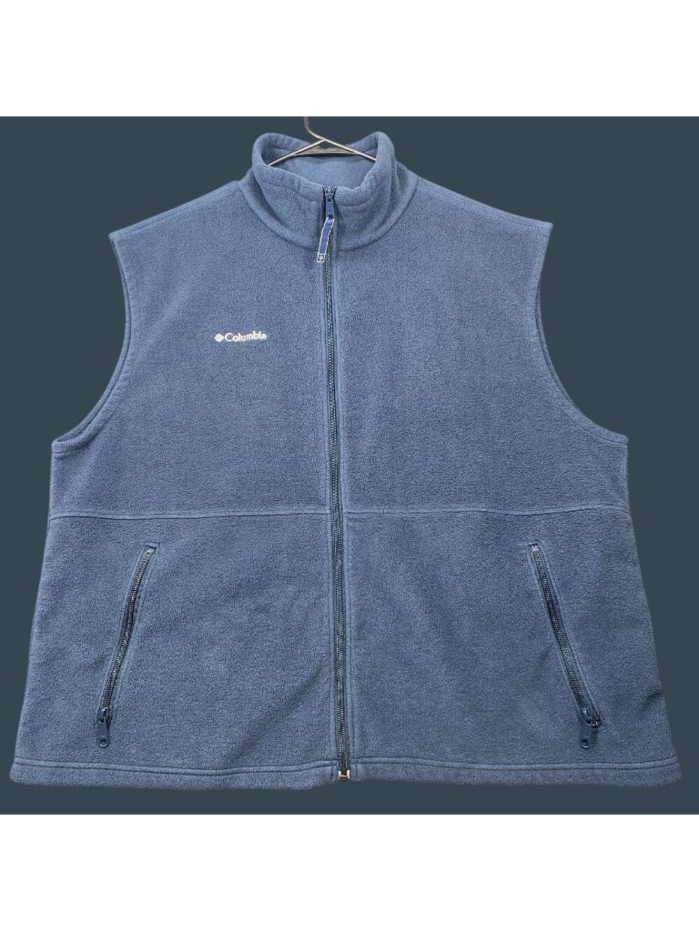 Columbia Mens Blue Fleece Full-Zip Vest Size 2X Sleeveless Jacket Outdoor Layer